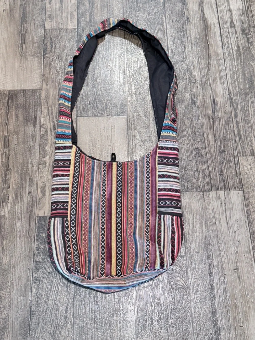 Rising International Large Mandala Sun Boho Hobo Bag Handcrafted Nepal NWT